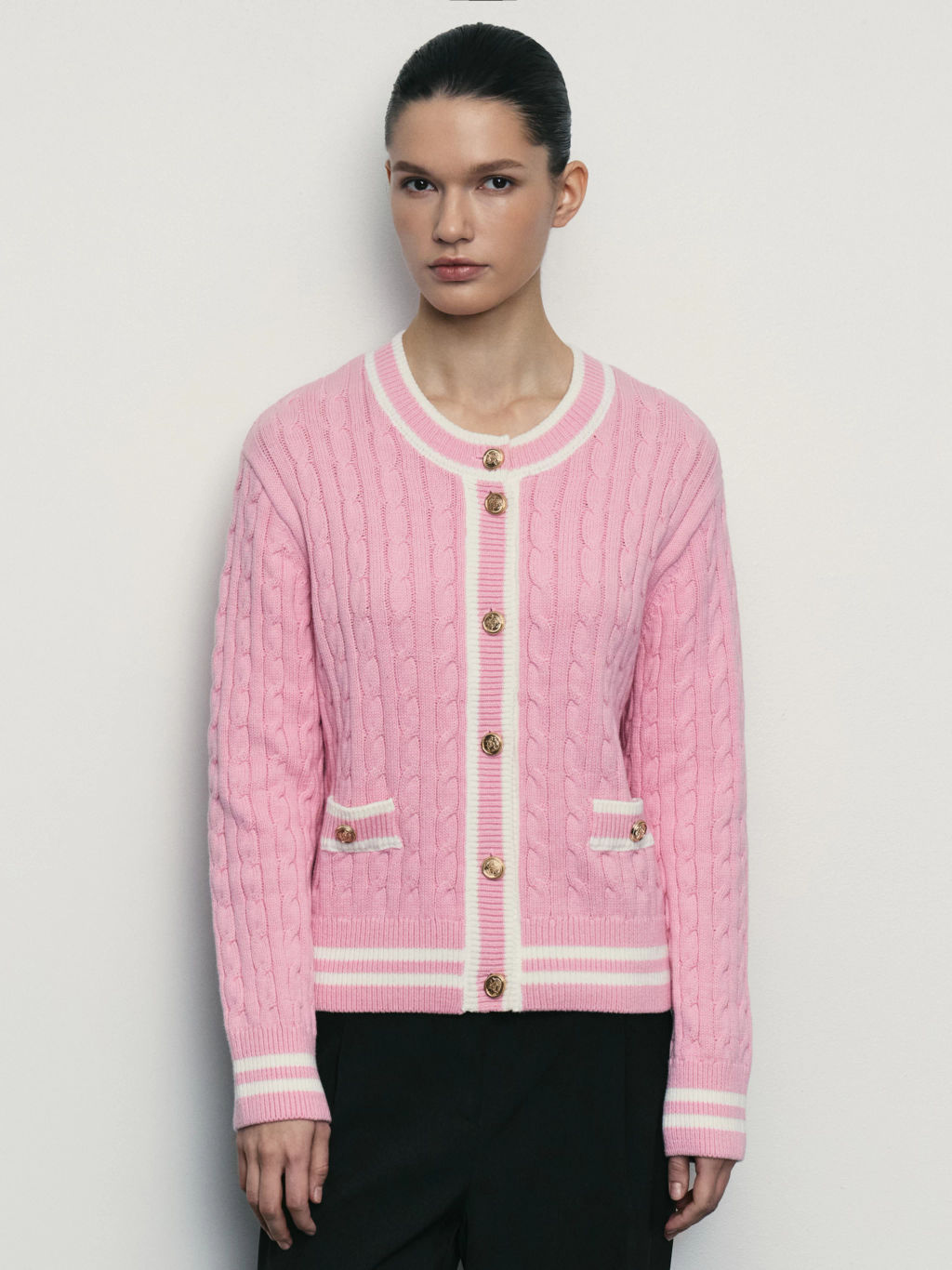 Кардиган с рельефным рисунком из хлопка / Zarina  фото 3