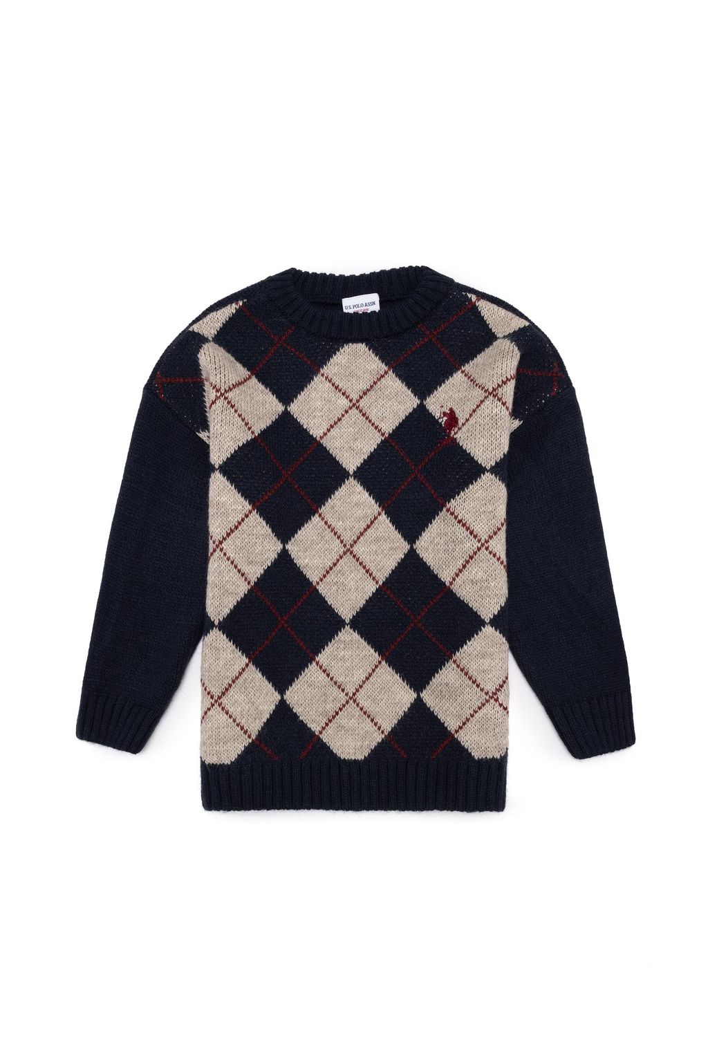 U. S. Polo Assn / Темно-синий трикотажный свитер с круглым вырезом для мальчика - U.s. polo assn фото 2