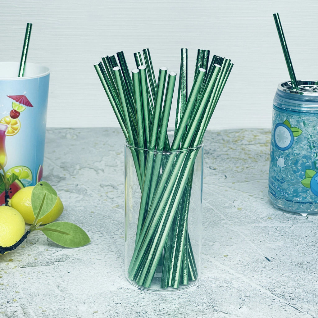 Трубочка для коктейля "Волшебство" 19,5 см d-6 мм (набор 25 шт), Зеленый