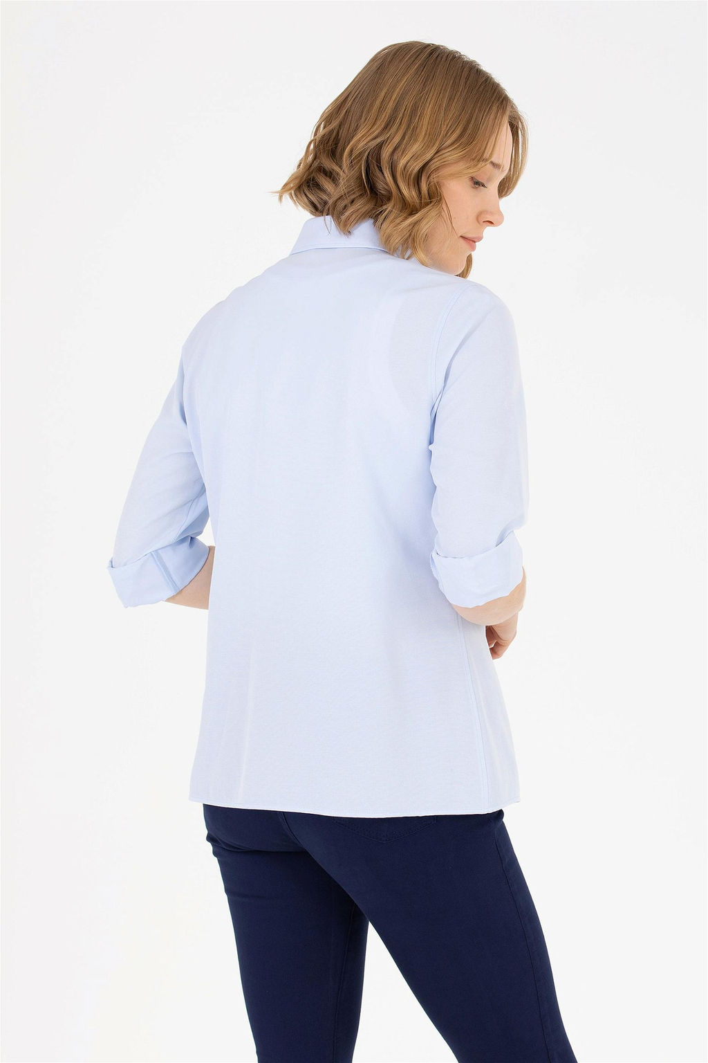 Женская голубая базовая рубашка с длинным рукавом - U.s. polo assn фото 12