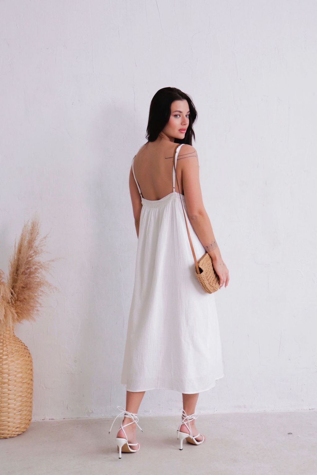 Открытое платье из хлопка белое - Martichelli фото 8