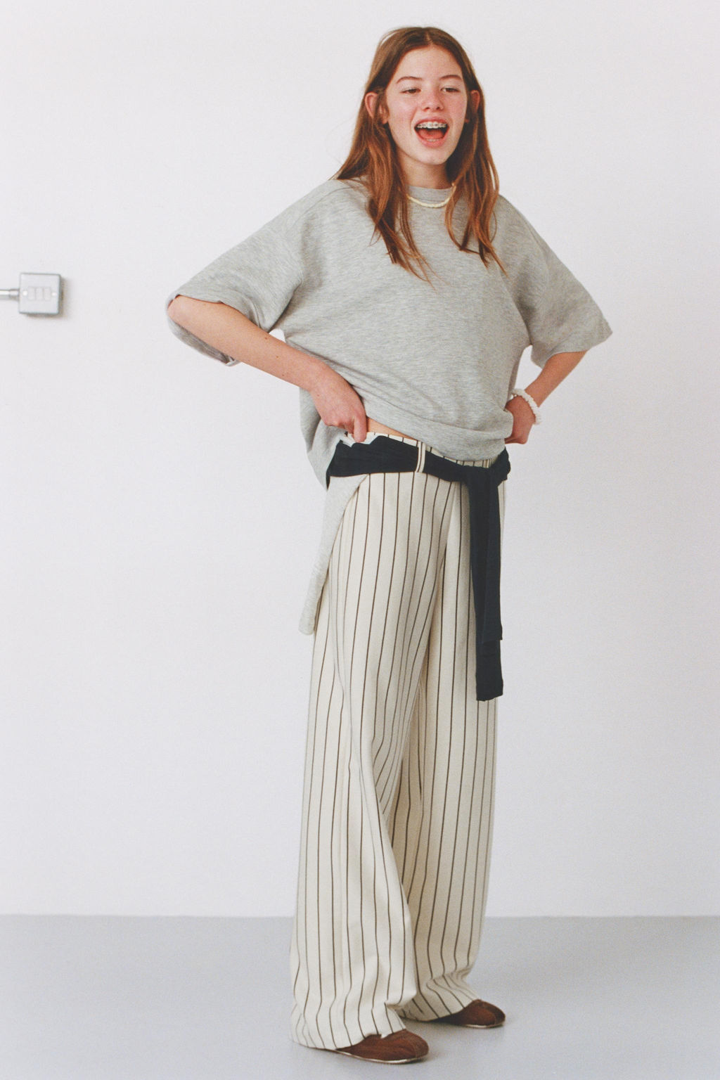 PANTAL?N RAYAS WIDE LEG / Crudo - Zara фото 5
