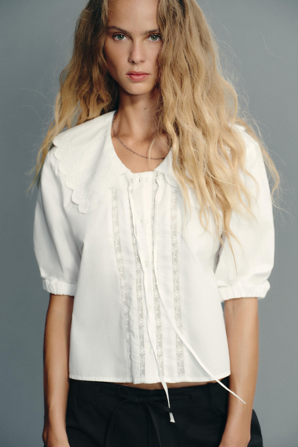 EMBROIDERED PETER PAN COLLAR SHIRT - Zara фото 11