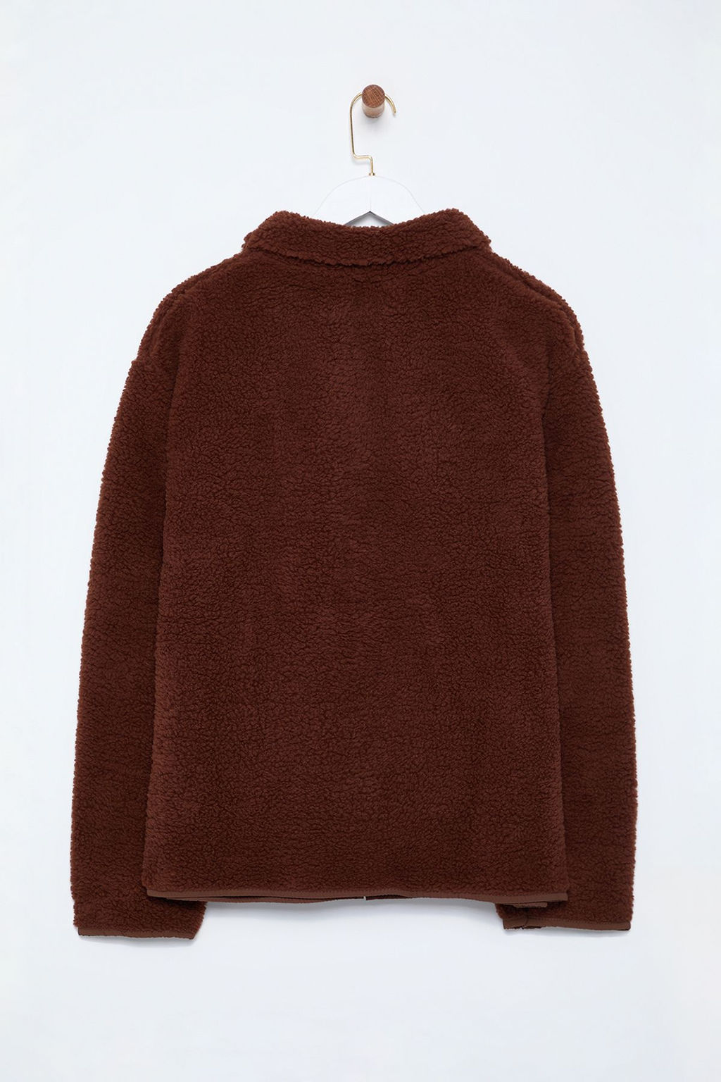 Winter Essentials Kahverengi Kal?n Polar Fermuarl? Dik Yaka Cepli Orme Sweatshirt TWOAW24SW00071
