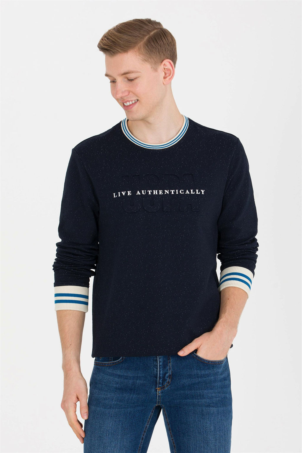 Мужская темно-синяя толстовка с круглым вырезом - U.s. polo assn фото 9