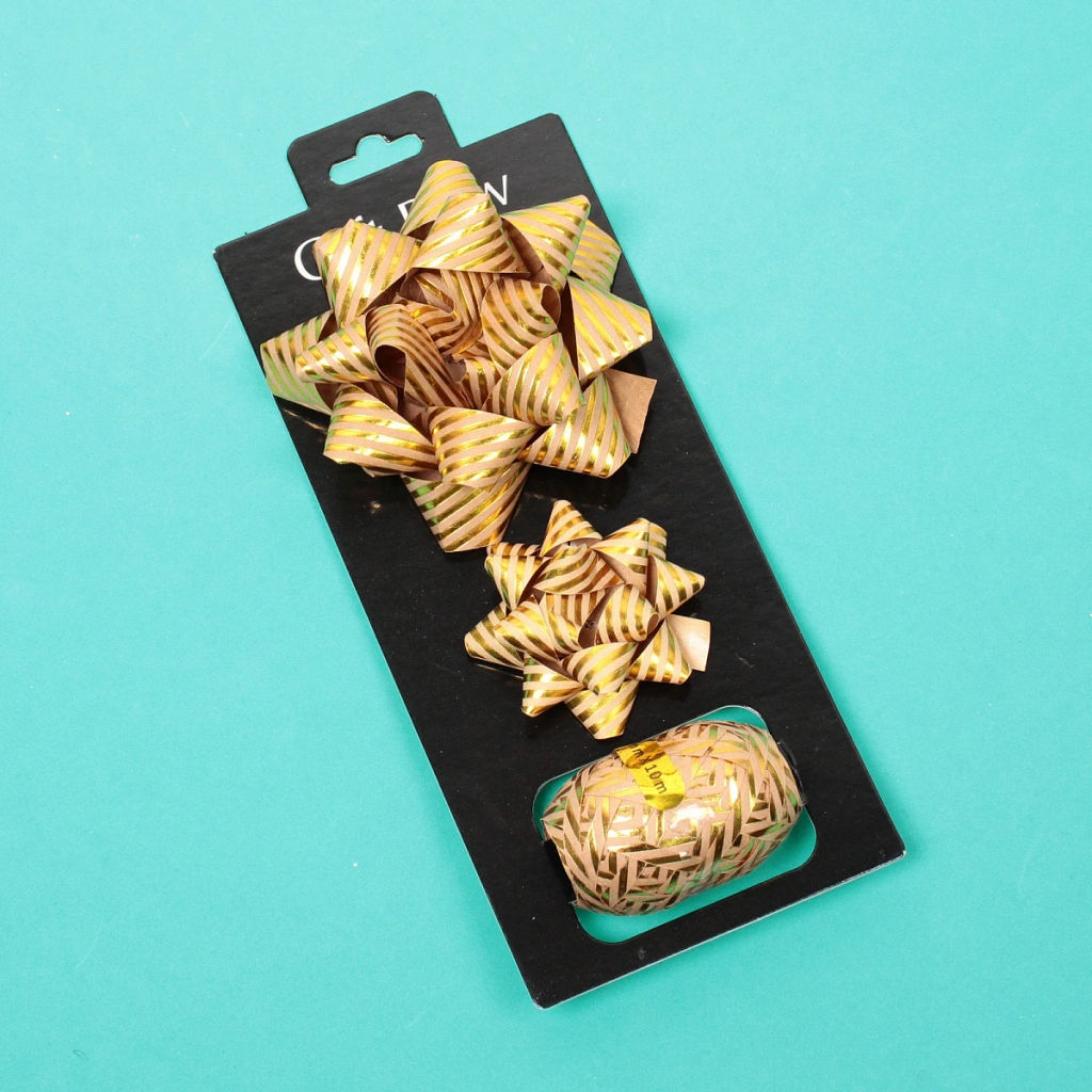 Цена за 2 шт. Набор для декорирования "Параллели судьбы" бант 1,7см, бант 1 см, лента 5мм (10м), Золото