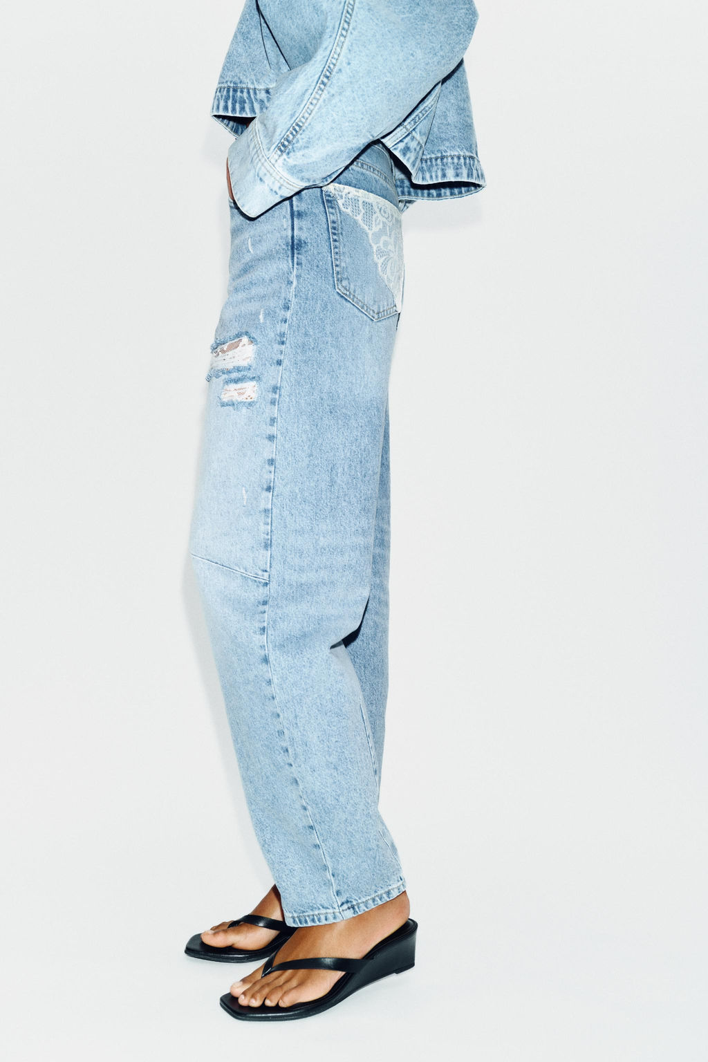 JEANS Z1975 BAGGY ENCAJE ROTOS / Azul medio