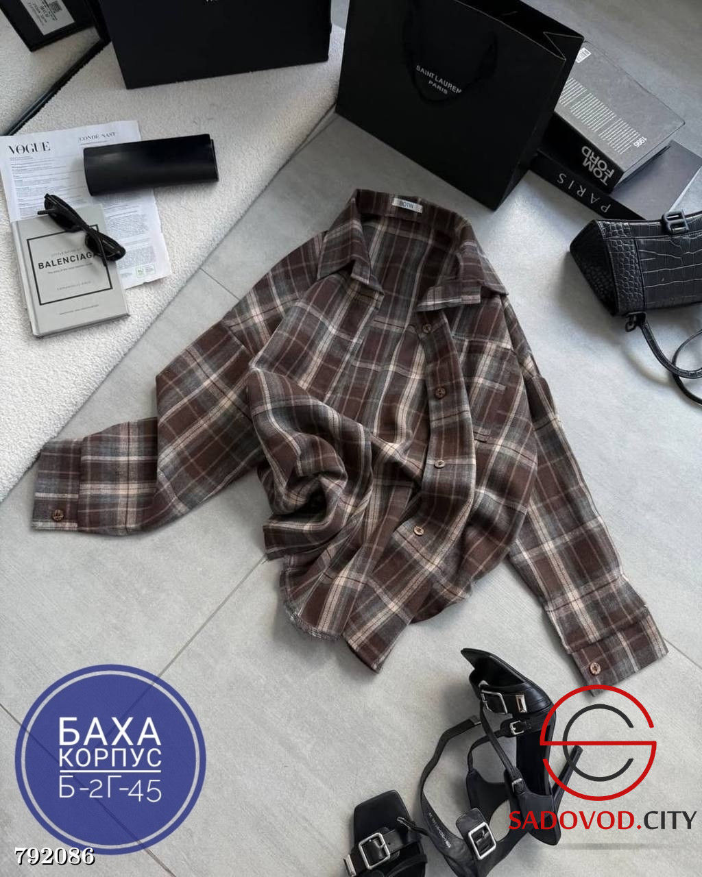Трендовая рубашка клетка оверсайз