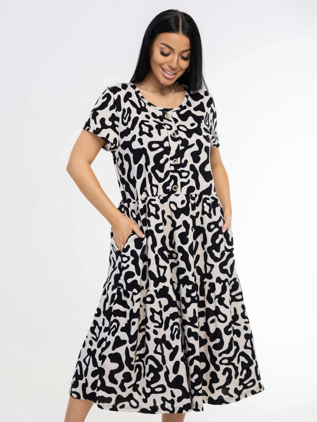 Платье женское, цвет бежевый черный