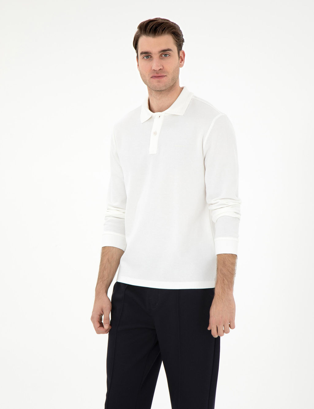Ekru Slim Fit K_vr_lmaz Yaka Sweatshirt