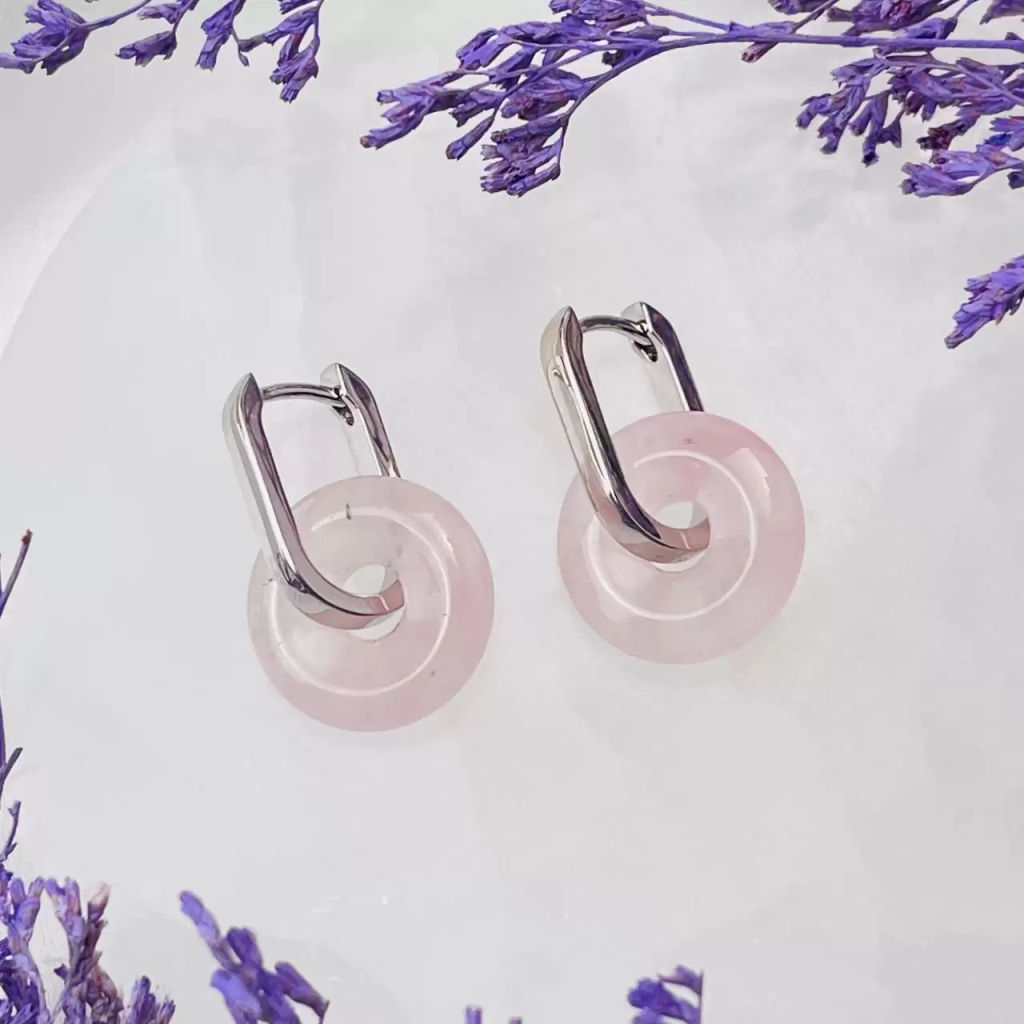 Серьги с Розовым кварцем