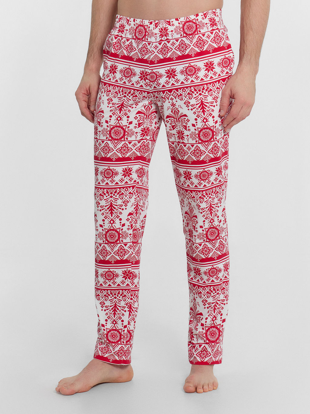 Пижама мужская красная с принтом и надписью Чакаю каляды красный +новогодний орнамент 591023 - Mark formelle фото 4