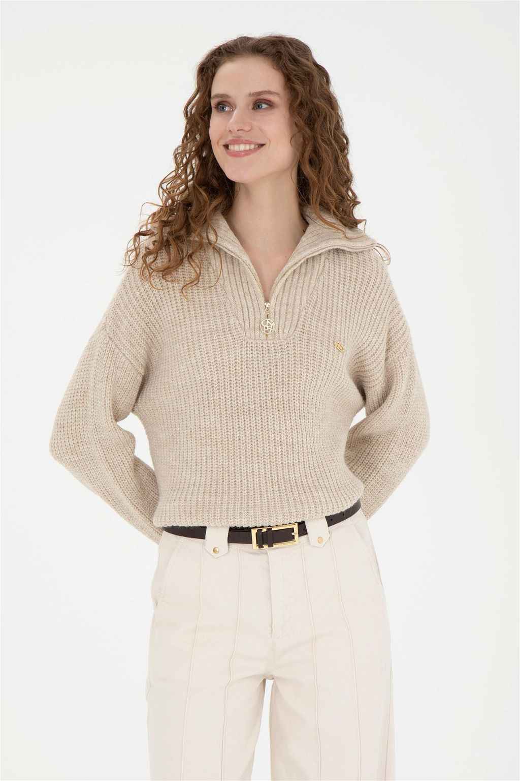 Женский свитер песочного меланжа - U.s. polo assn фото 3