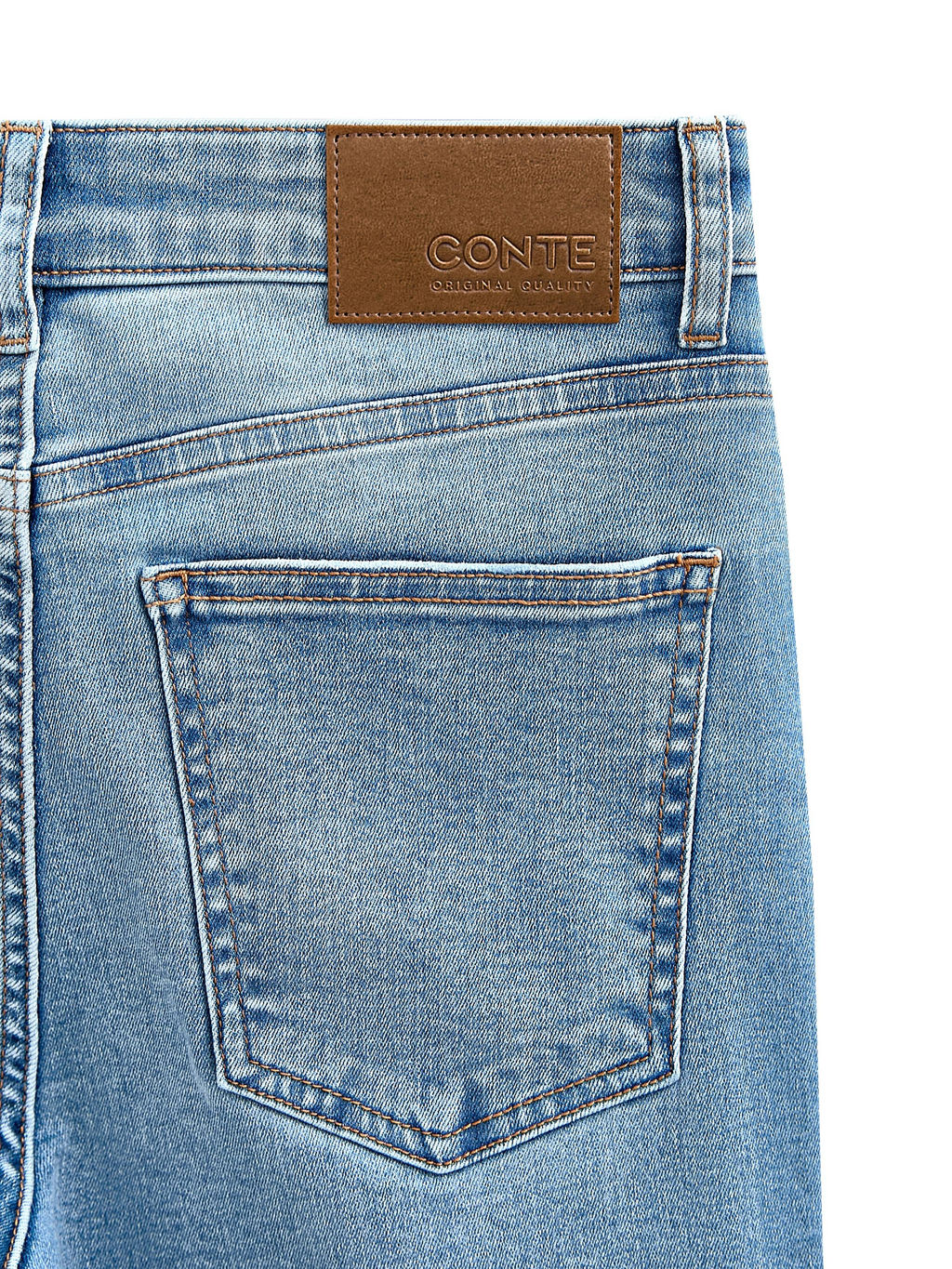 CONTE CON-720 Джинсы skinny с ассиметричным низом и эффектом разрушений light blue