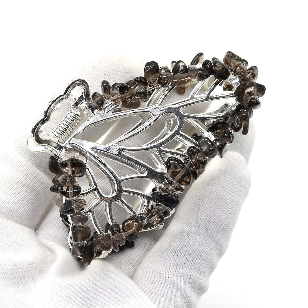 Заколка краб для волос бабочка с раухтопазом 8*3,5*5см