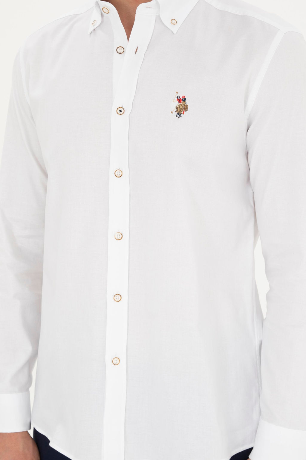 Мужская белая базовая рубашка с длинным рукавом - U.s. polo assn фото 6