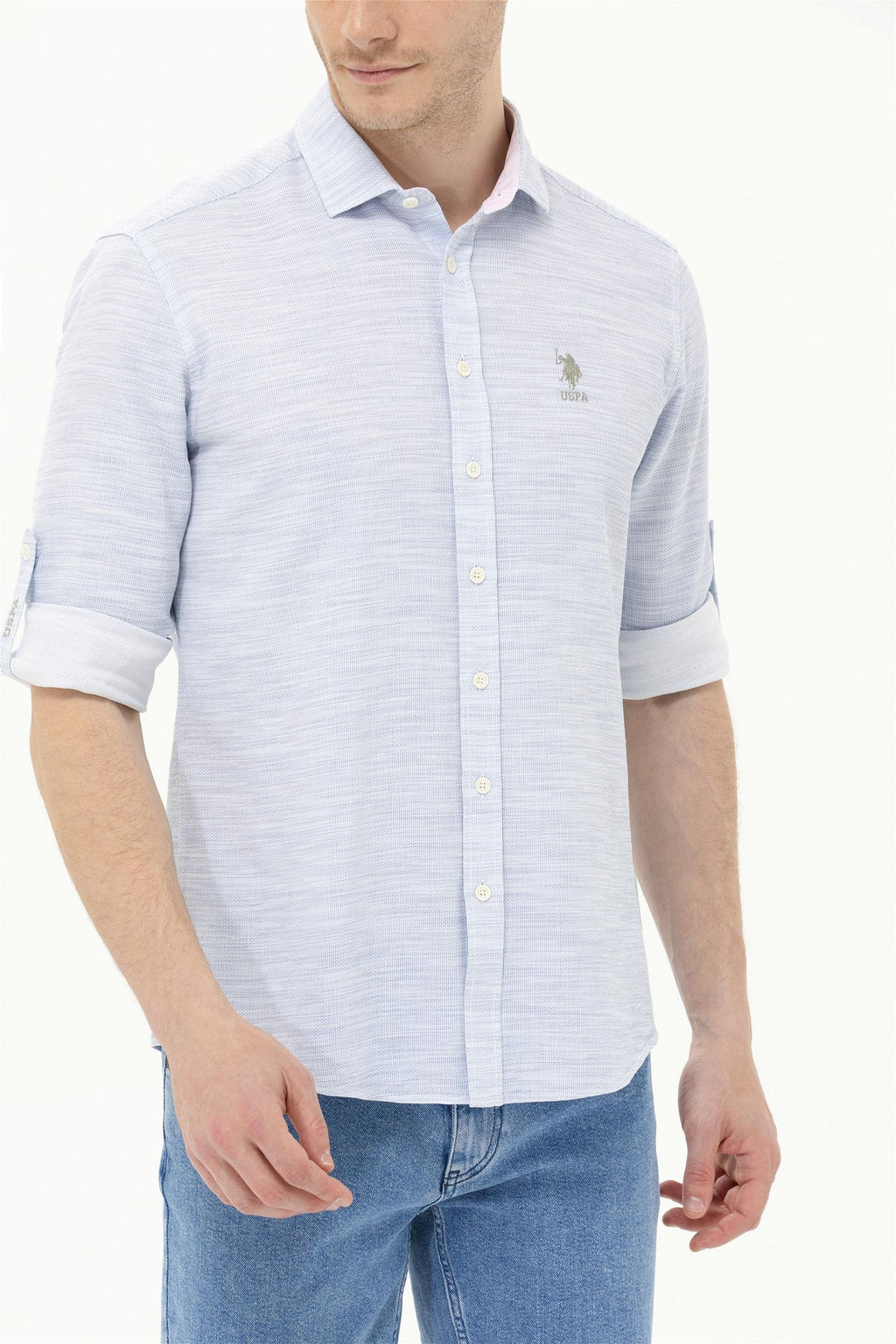 U. S. Polo Assn / Мужская синяя рубашка с длинным рукавом - U.s. polo assn фото 13