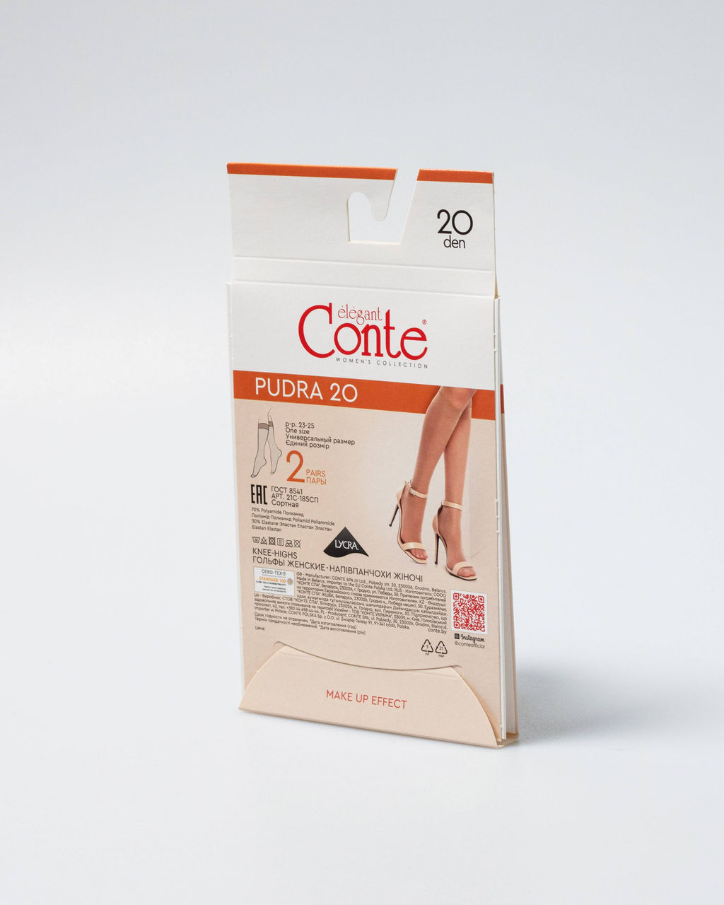 Цена за 2 пары. Носки Удлиненные CONTE PUDRA (2 пары) Гольфы женские nero - Conte elegant фото 3