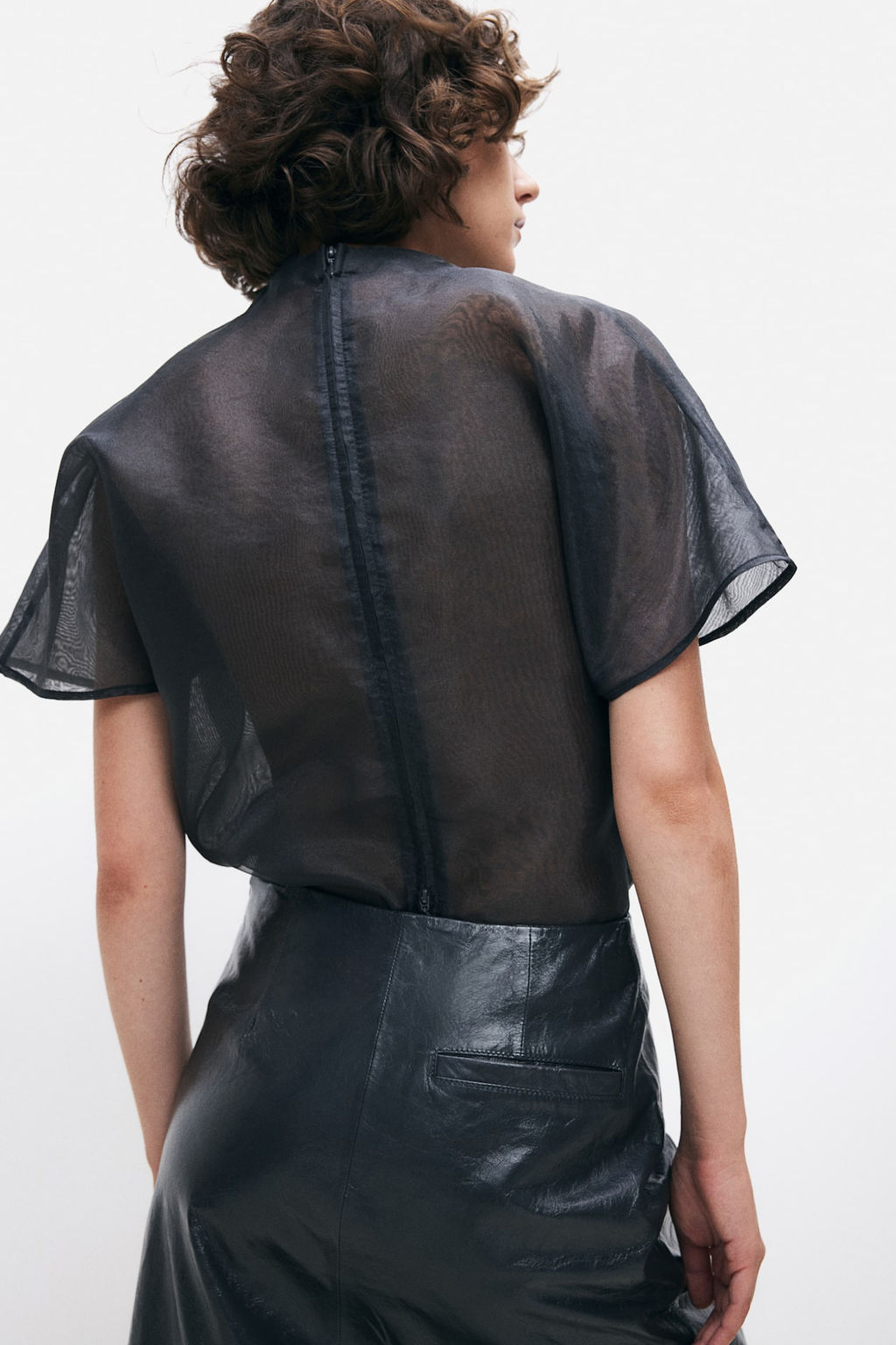 Blusa de organza con pliegues - H&m фото 5