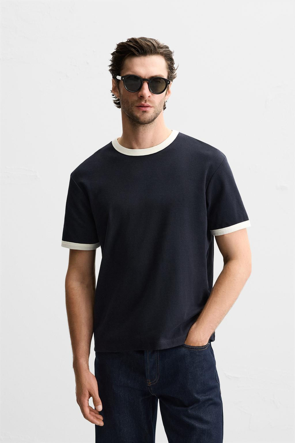 BASIC CONTRAST RIB T-SHIRT - Zara фото 33