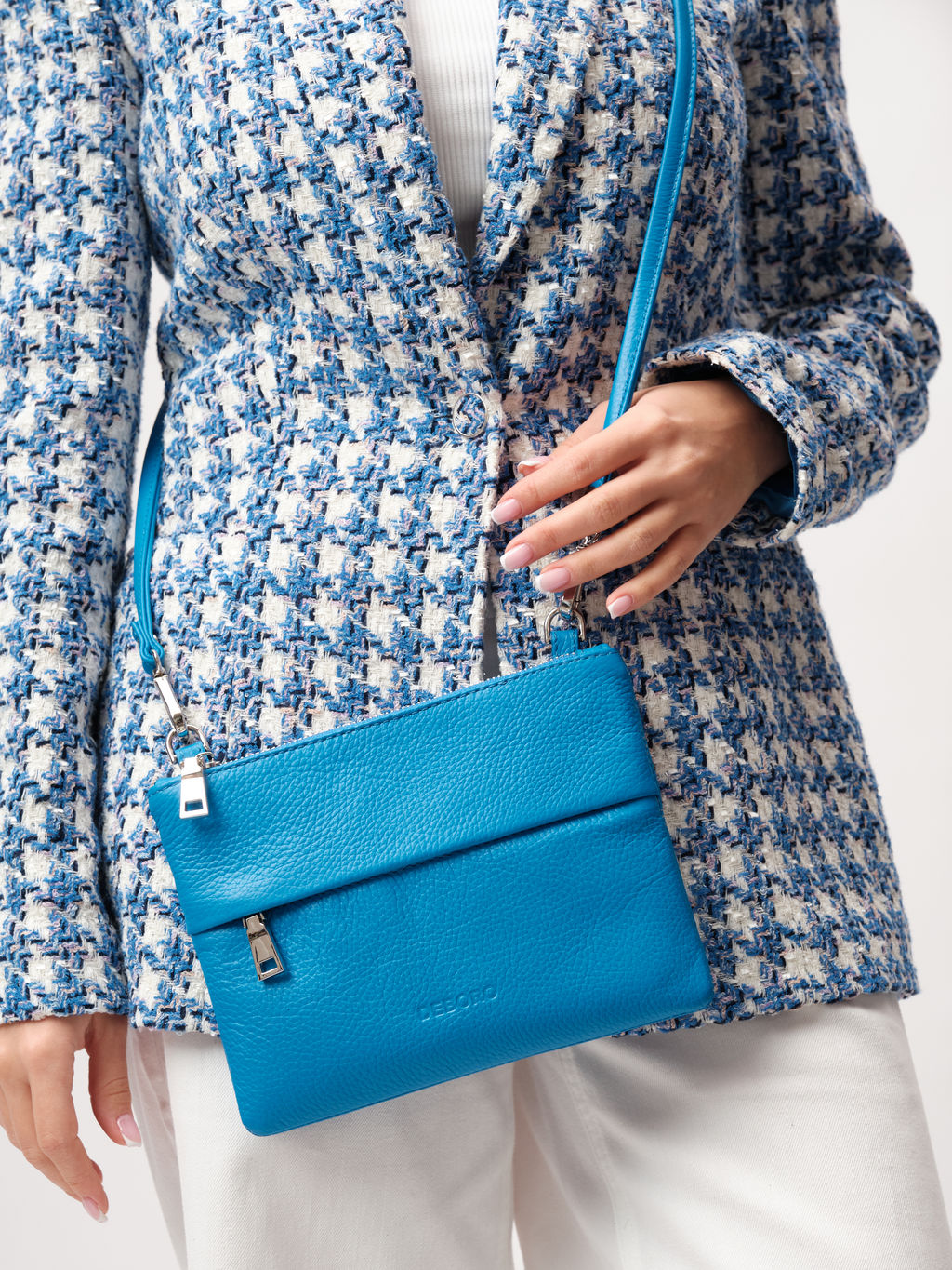 Кожаная сумка Deboro 3017 голубая река