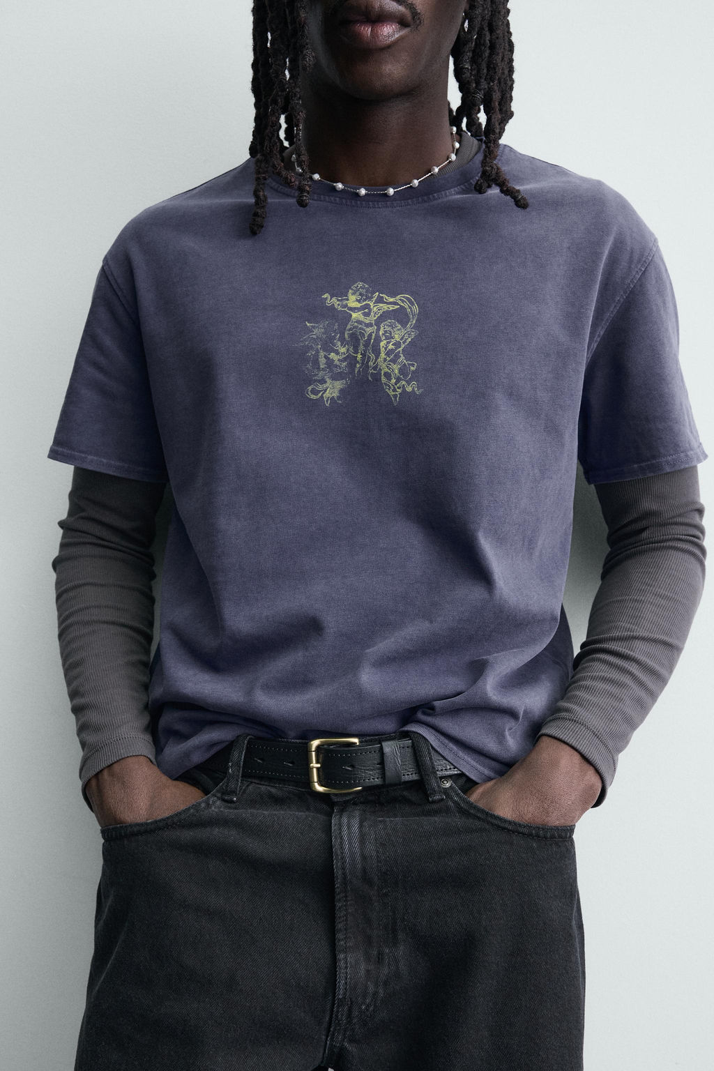 CAMISETA ESTAMPADOS LAVADOS / Azul tinta - Zara фото 6