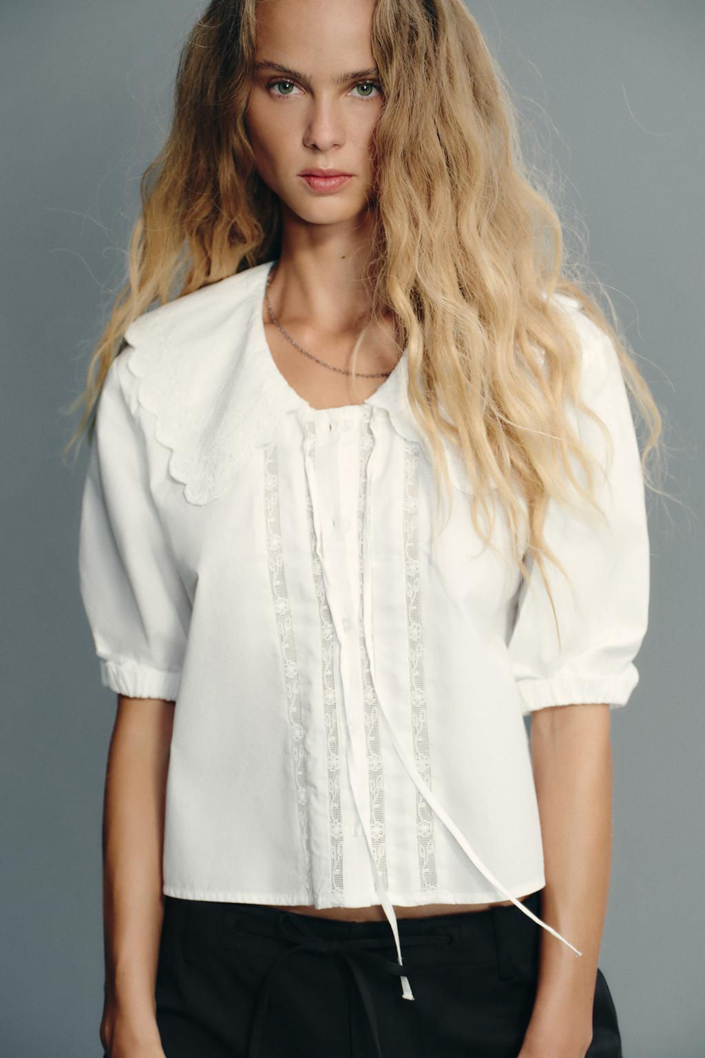 EMBROIDERED PETER PAN COLLAR SHIRT - Zara фото 3