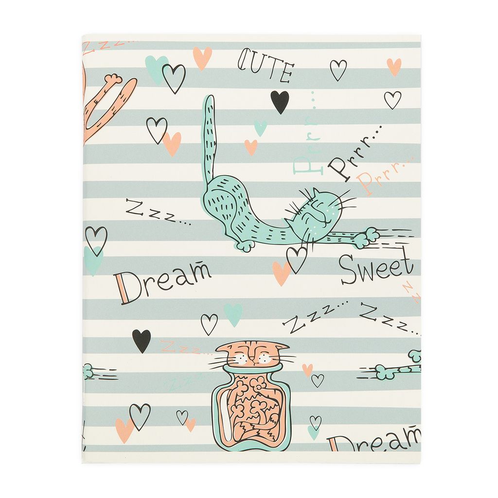 Светоч Тетрадь Забавные коты A5 96 л. на скобе 60 г/кв.м , белизна 90 % 6 шт. клетка SVT_960321_04 Коты/серая полоска