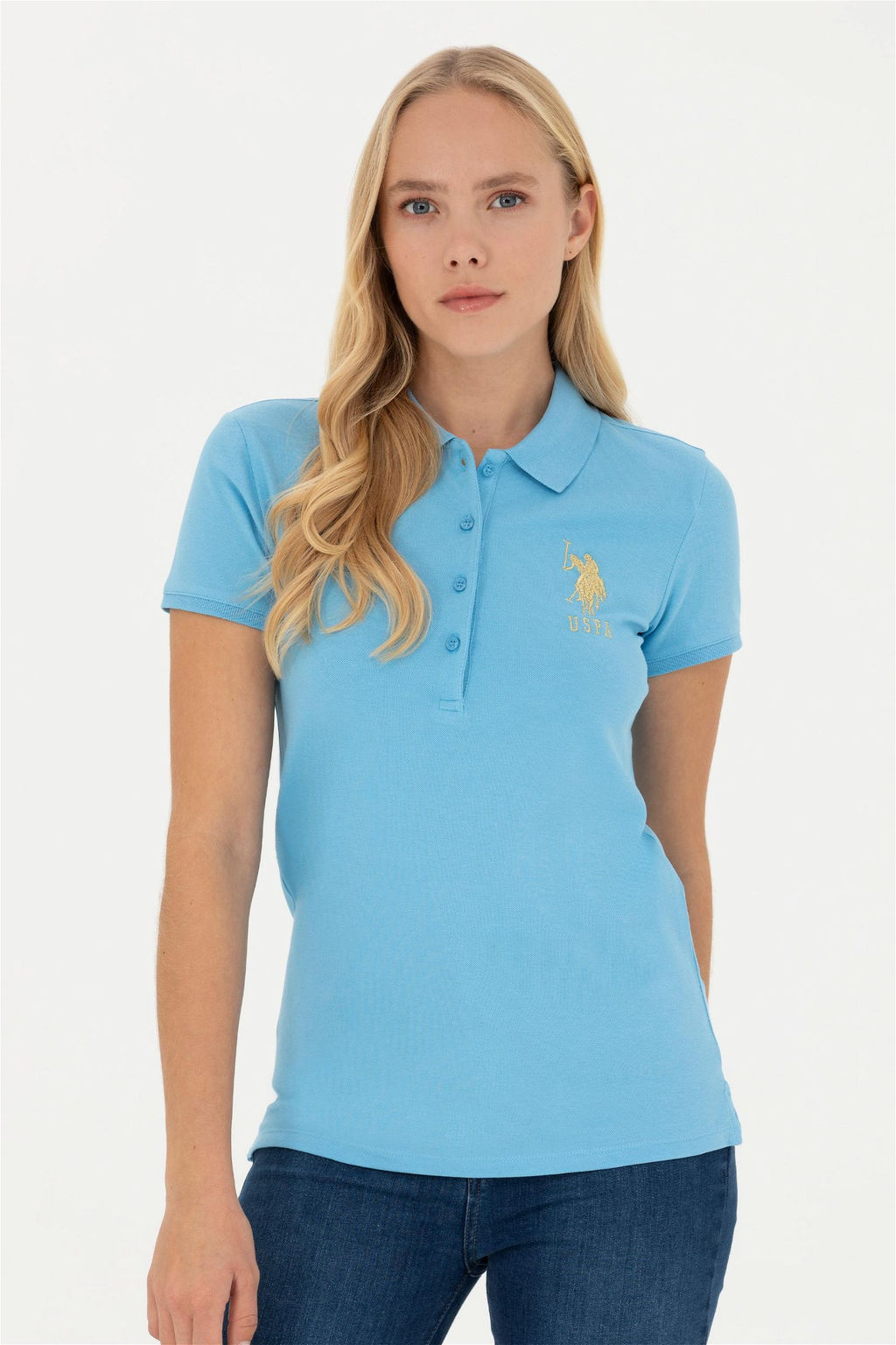 Женская базовая футболка бирюзового цвета - U.s. polo assn фото 3