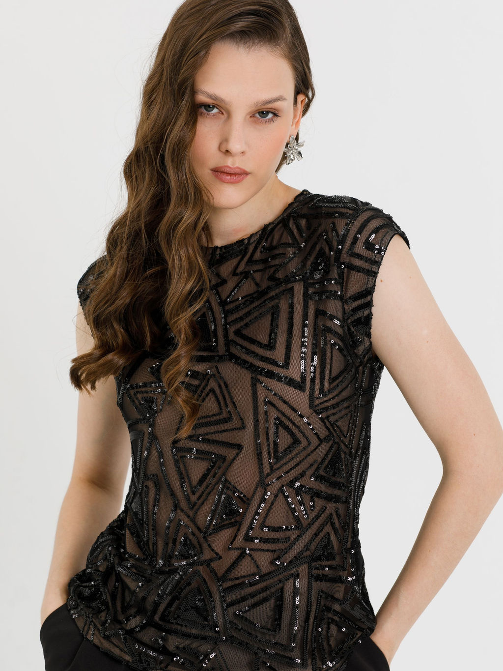 Блузка из сетки с пайетками Новый год - Stilla фото 8