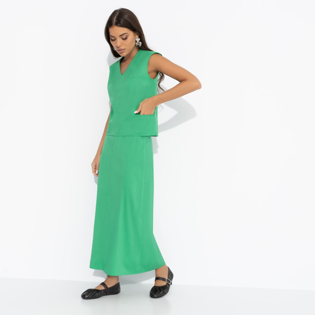 Костюм с юбкой из лёгкой ткани, Подход со вкусом (green, 2 в 1) - Charutti фото 8
