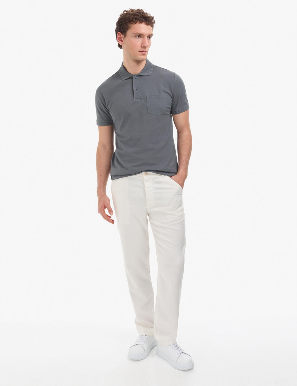 Antrasit Regular Fit %100 Pamuk K_vr_lmaz Polo Yaka Basic Ti__rt