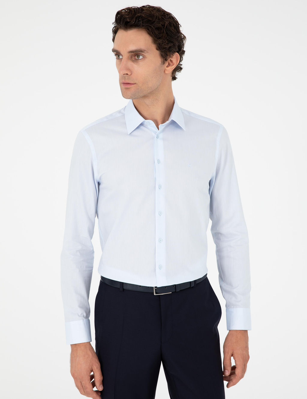 Голубая зауженная рубашка с длинным рукавом - Cacharel фото 3