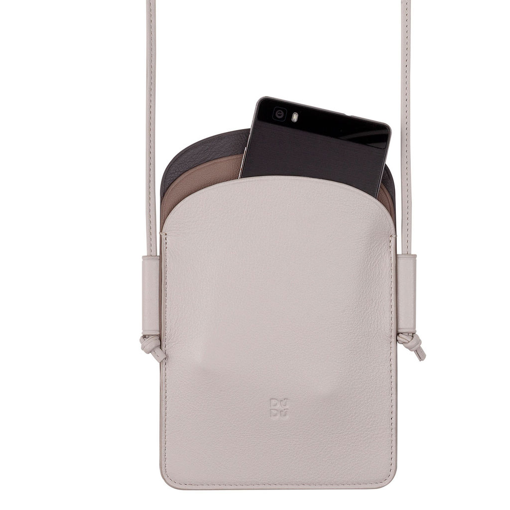 Итальянская кожаная сумочка для телефона DuDu серии Minorca | жемчужный серый - Dudubags фото 3