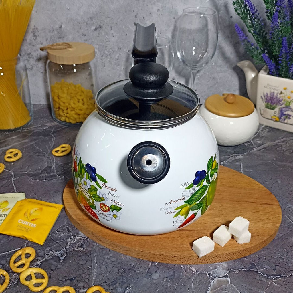 Чайник для плиты 3,0л. со св. сферич. "Авокадо" белосн. 4с209я