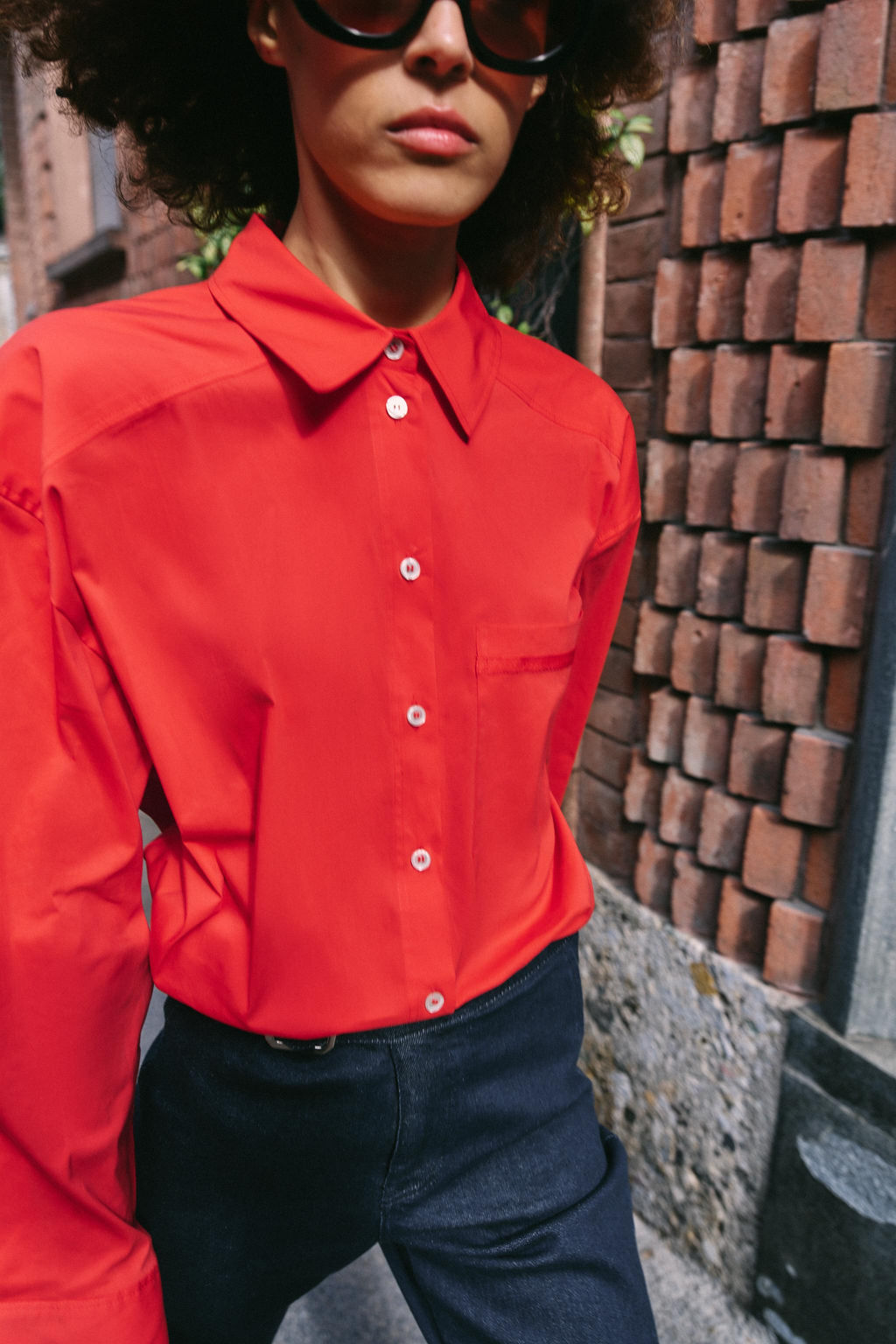 CAMISA POPEL?N OVERSIZE / Rojo - Zara фото 6