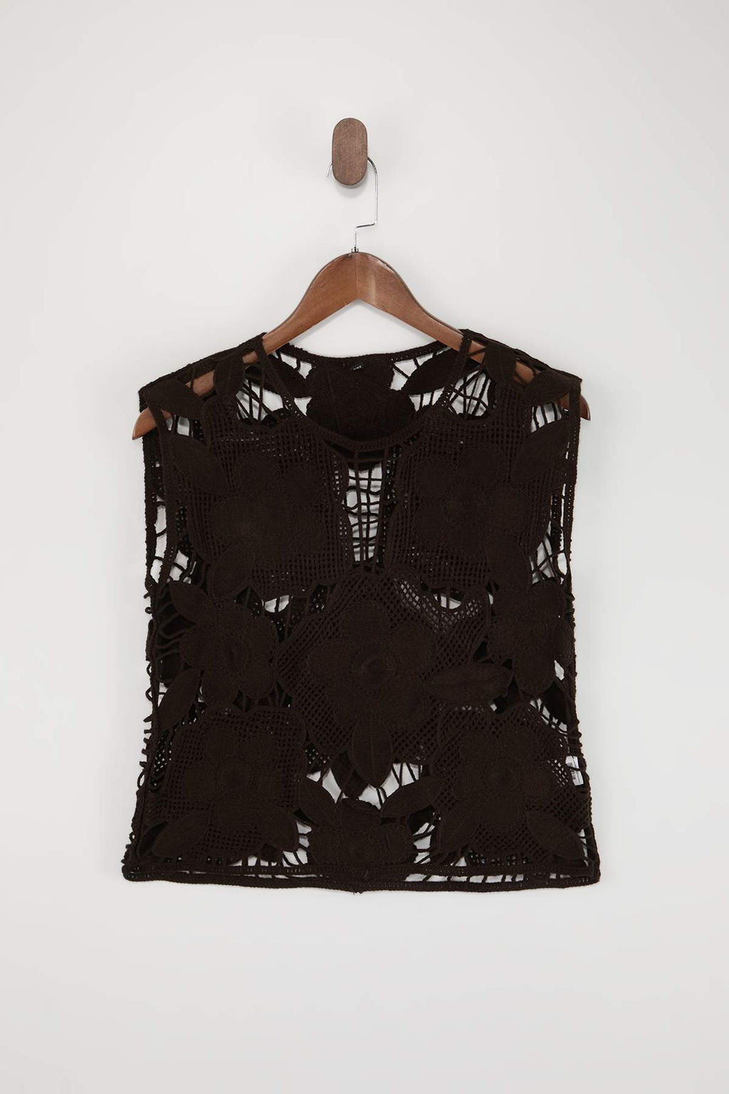 Kahverengi Cicekli Krose Detayl? Triko Ince Bluz TWOSS25BZ00587