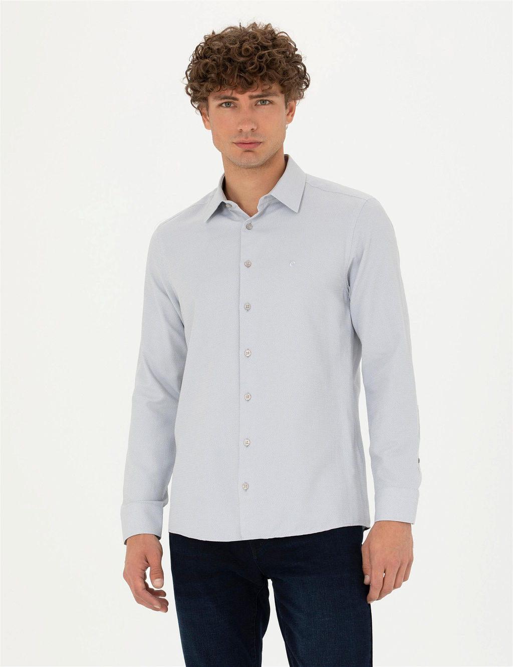 Gri Slim Fit Uzun Kollu G_mlek