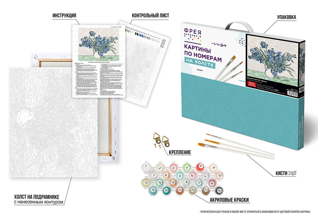 ФРЕЯ MET-PNB/PL-004 Набор для раскрашивания по номерам 50 х 40 см Винсент ван Гог, Ирисы