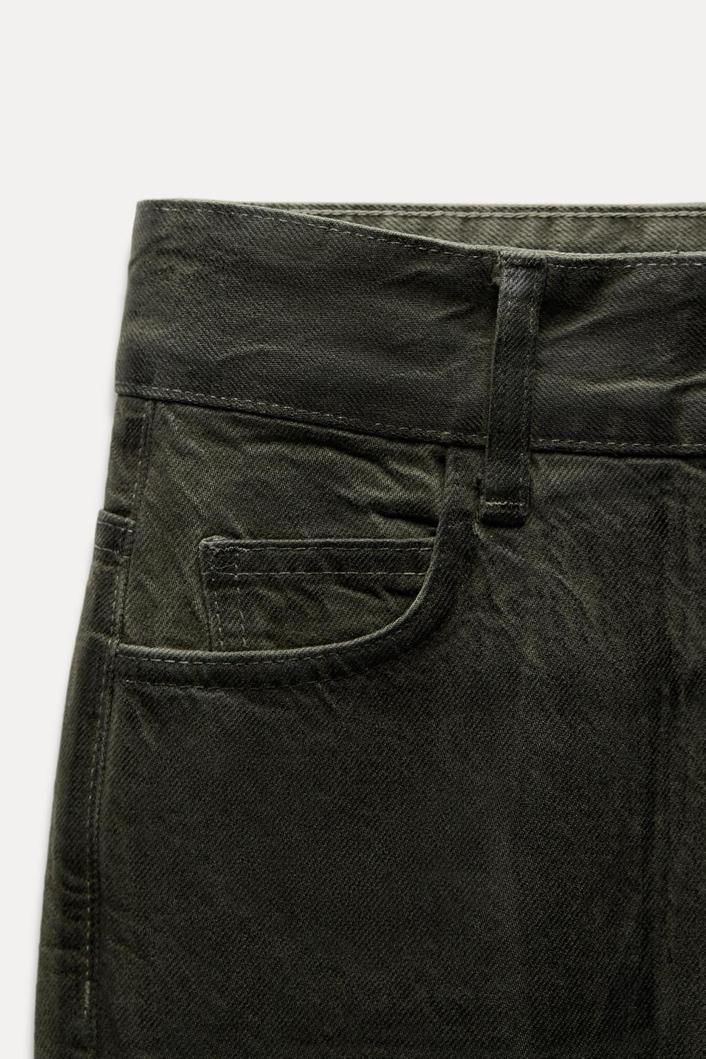 ZW COLLECTION RELAXED MID-WAIST WAXED JEANS - Zara фото 6