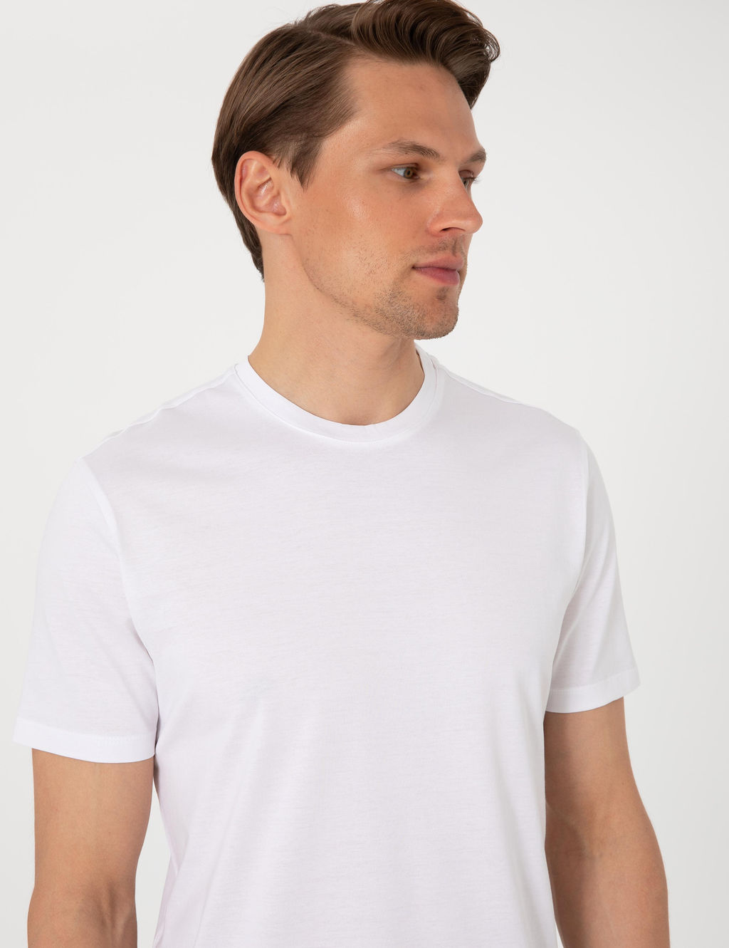 Beyaz Slim Fit Merserize Basic Ti__rt - Pierre cardin фото 2