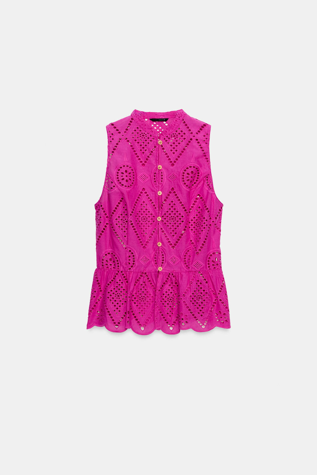 TOP PEPLUM BORDADOS PERFORADOS / Fucsia - Zara фото 5