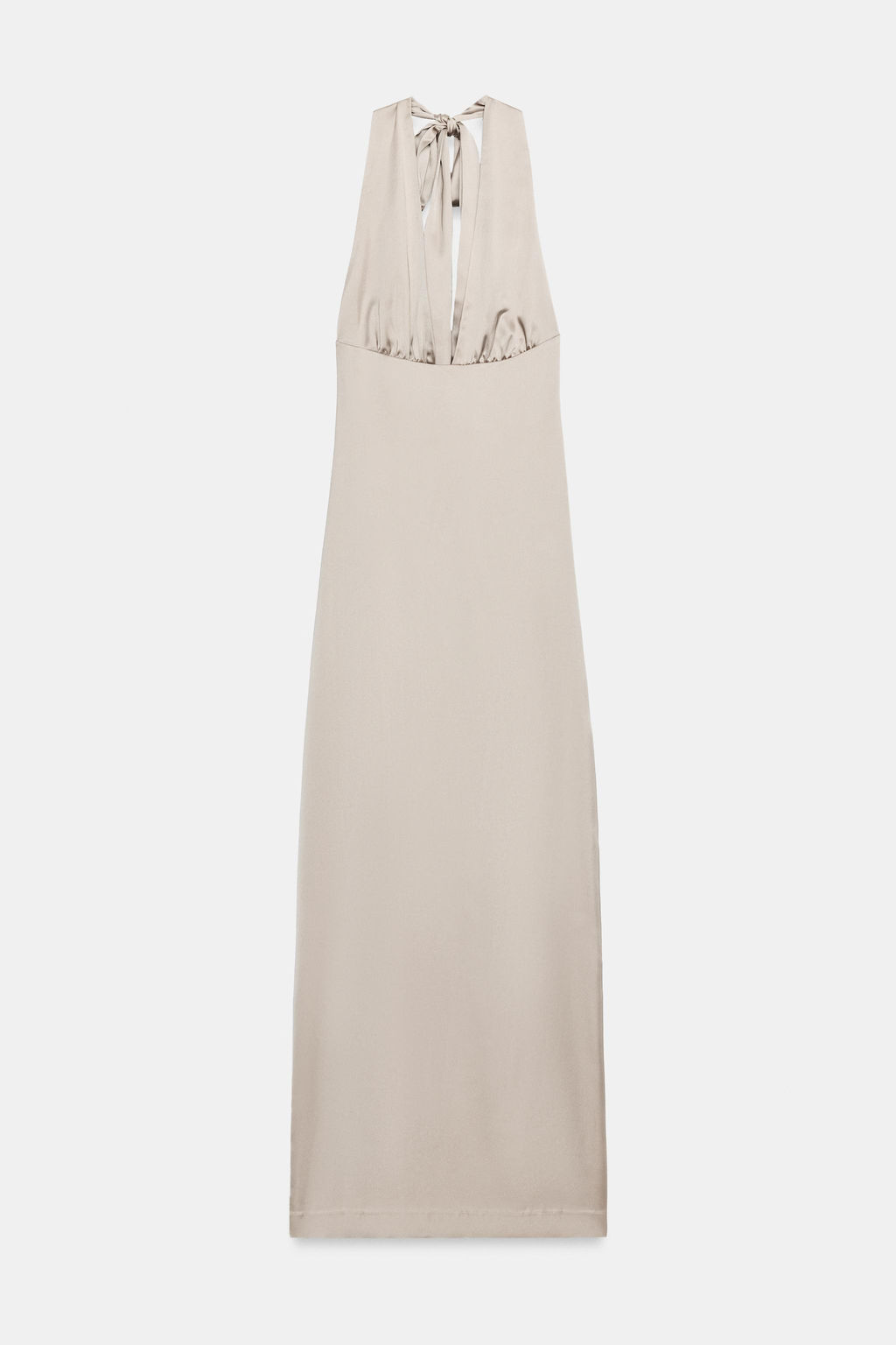 VESTIDO HALTER SATINADO ESTAMPADO ANIMAL / Beige oscuro - Zara фото 2