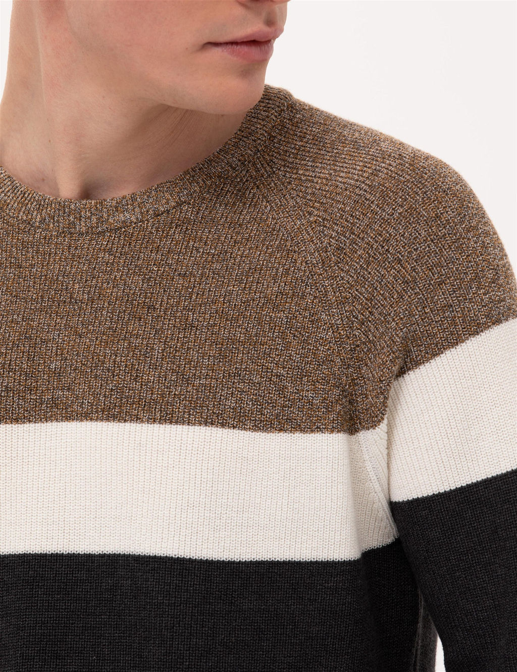 Kahverengi Slim Fit Bisiklet Yaka Triko Kazak