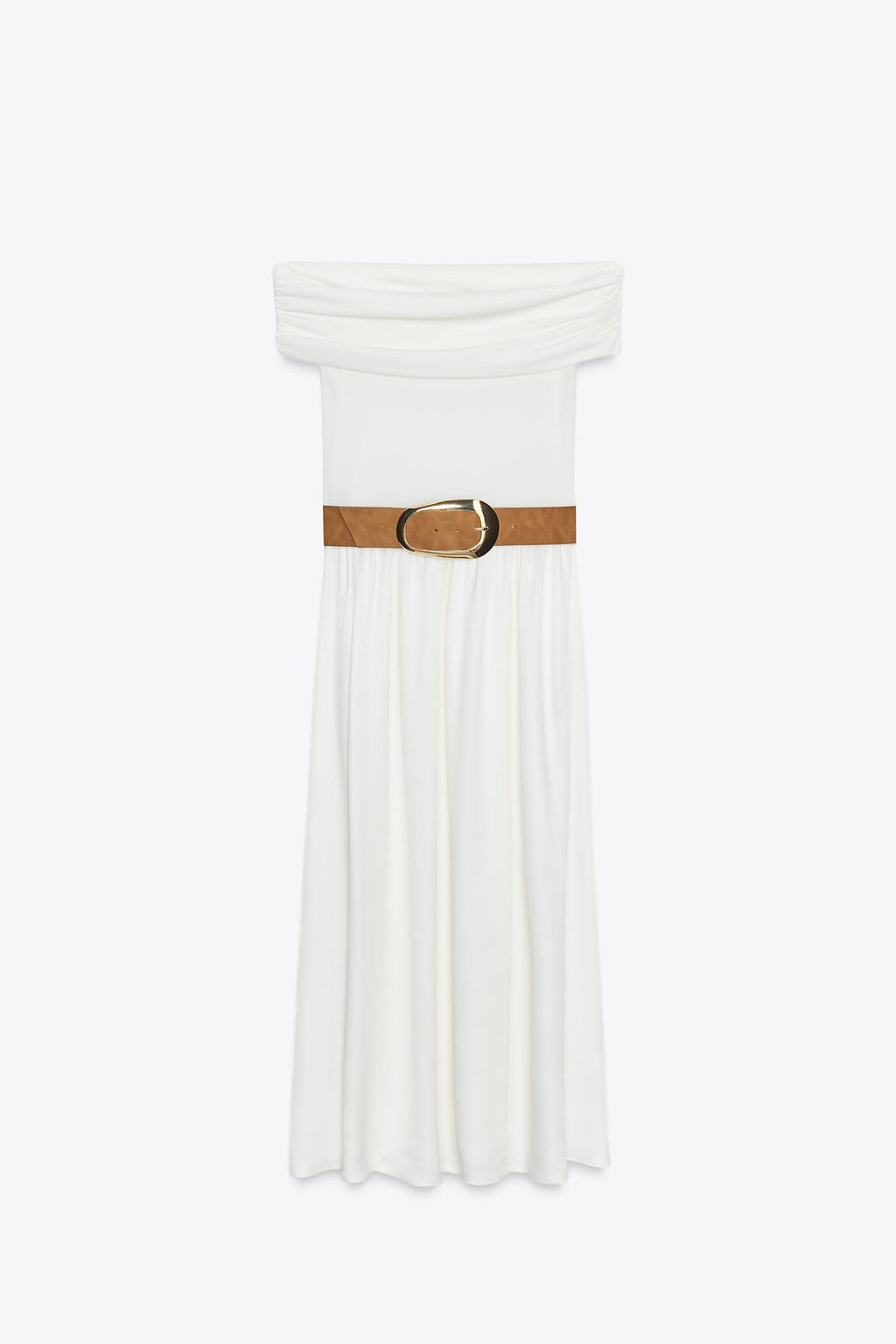 OFF-THE-SHOULDER CONTRAST MIDI DRESS WITH BELT - Zara фото 10