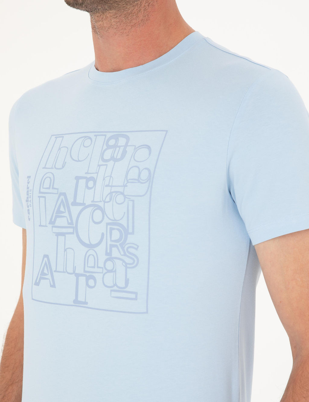 Голубая зауженная футболка с круглым вырезом - Cacharel фото 7