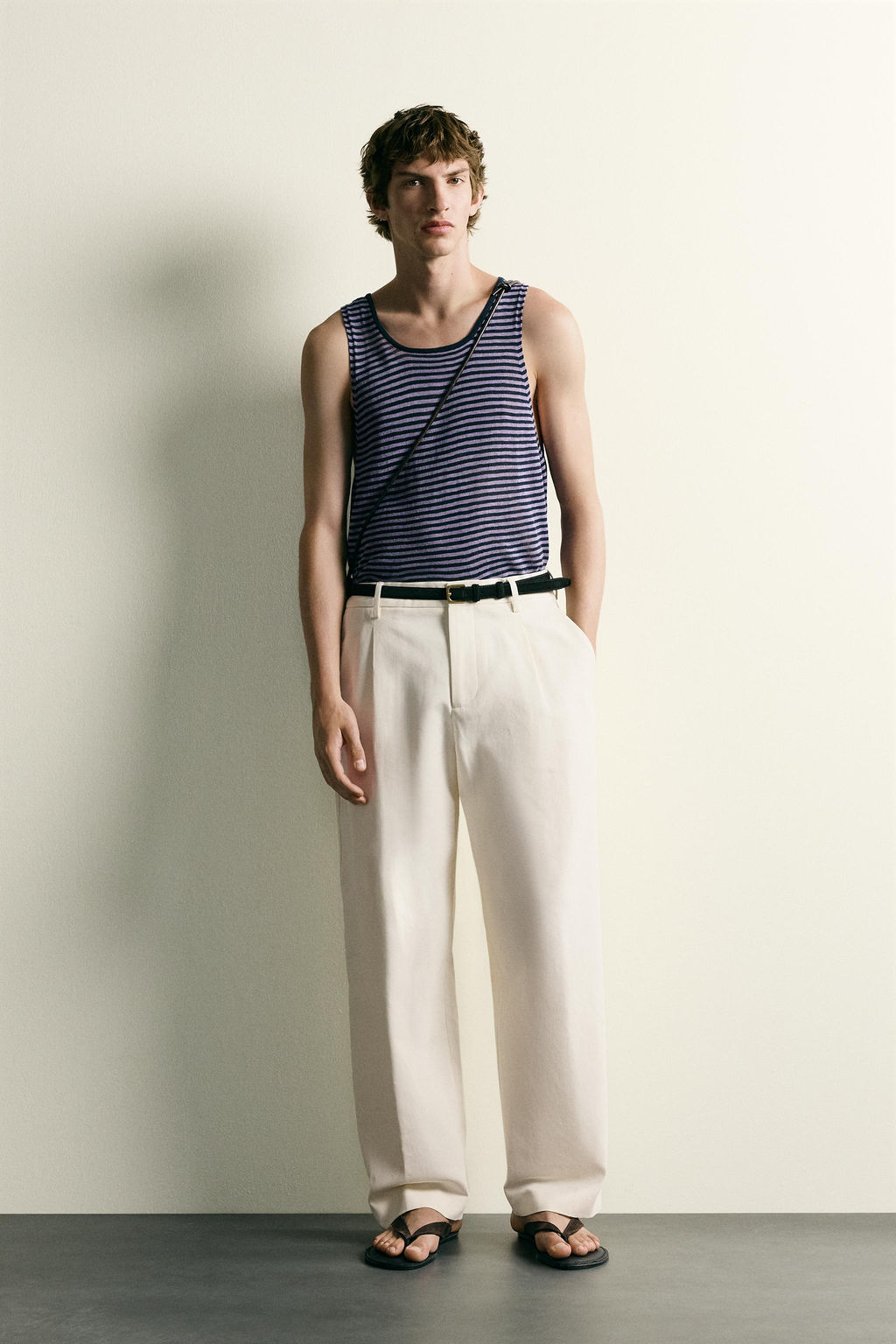 CAMISETA TANK PUNTO JACQUARD RAYAS / Lila