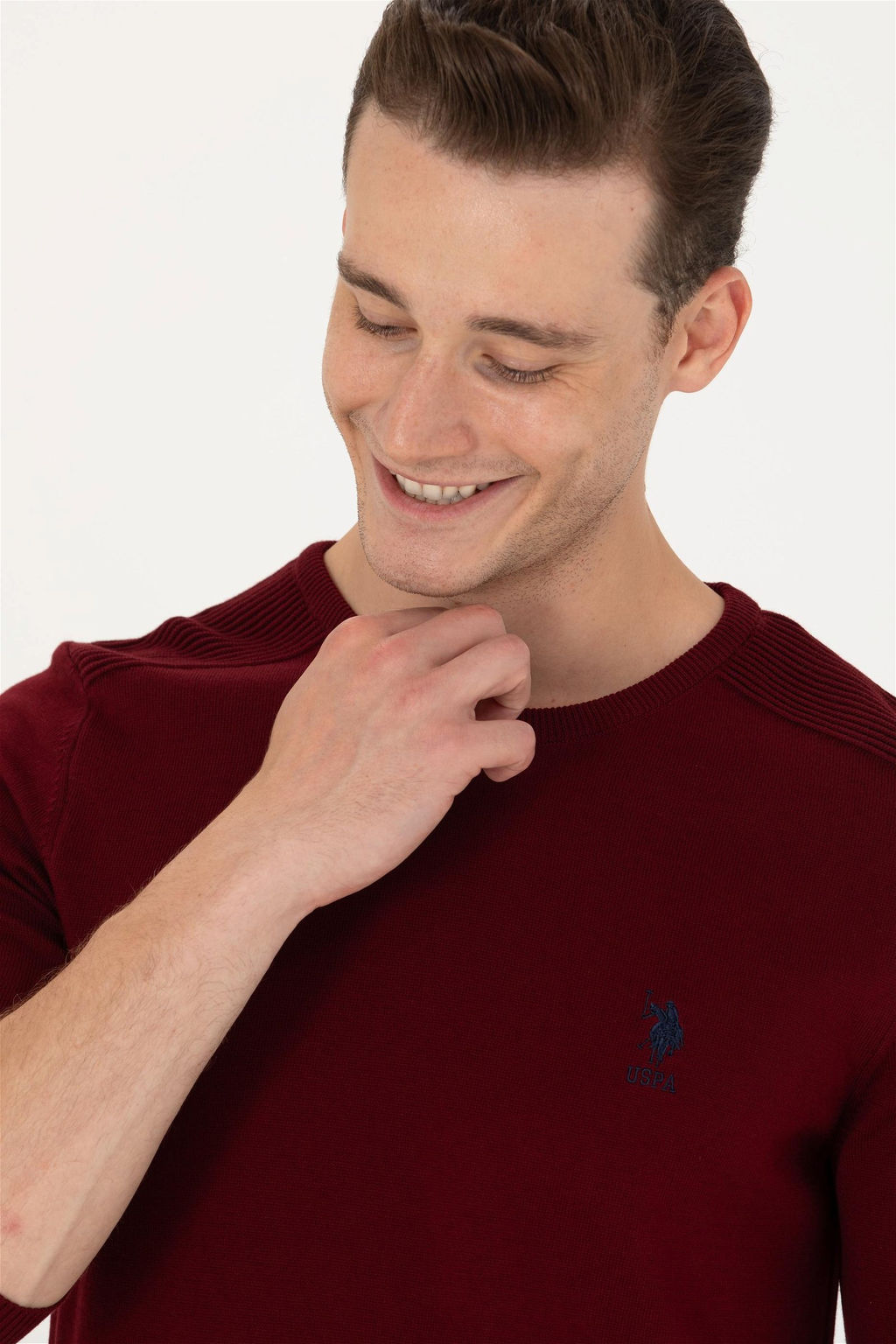 U. S. Polo Assn Мужской бордово-красный базовый свитер - U.s. polo assn фото 9