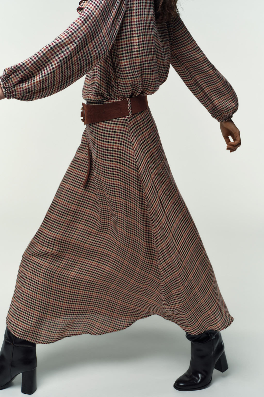 CHECK SKIRT WITH BELT