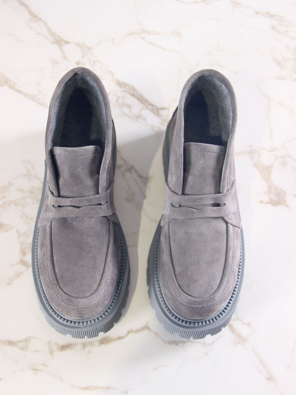 Полуботинки 304.taskanagr.Серый замок замша/байка